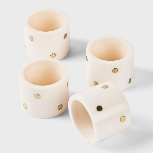 Brass Inlay Bone Napkin Ring Set