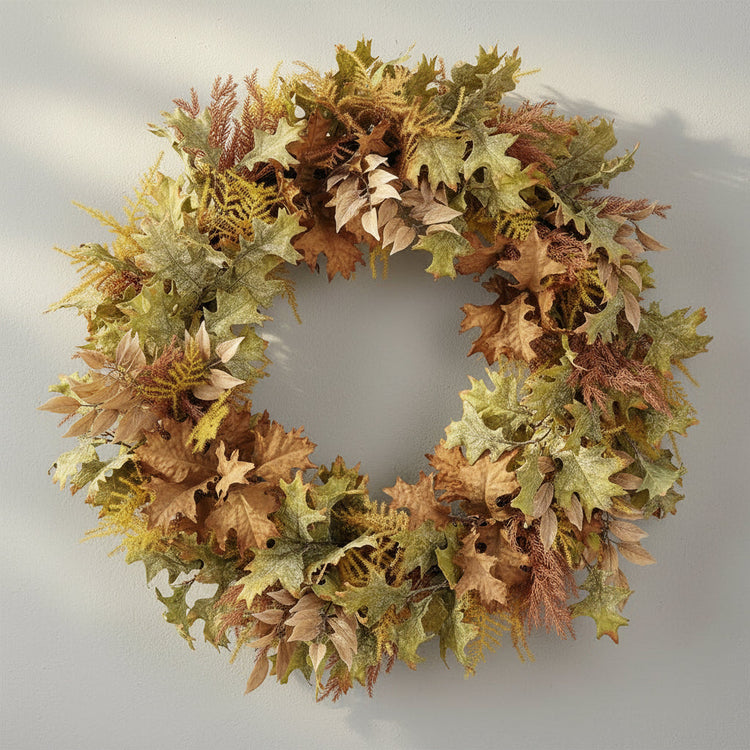 Oak Leaf & Fern Botanical Wreath, 32 in