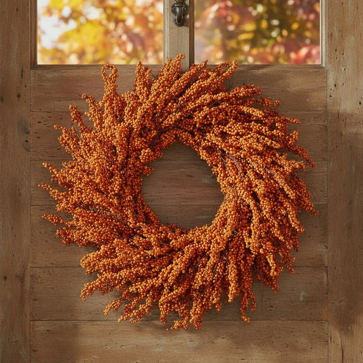 Two-Tone Orange Berry Wreath, 31 in