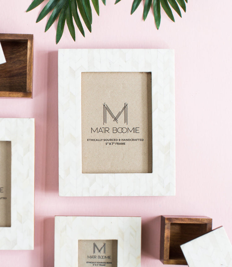 Chevron Bone Inlay Picture Frame