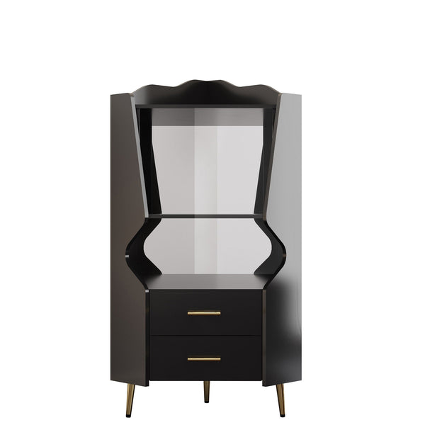 Mirrored Corner Bar Cabinet With Drawers