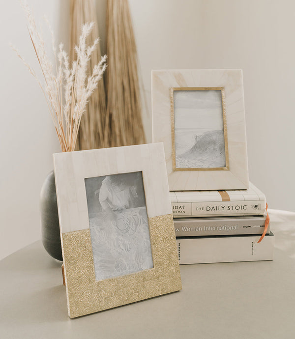 Bone Mosaic Brass Inlay Picture Frame