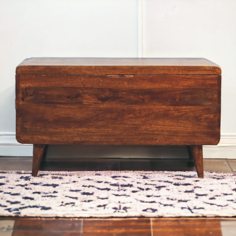 Curved Mango Wood Storage Blanket Box