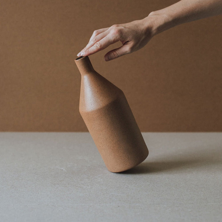 Stoneware Bottle-Form Ceramic Vase