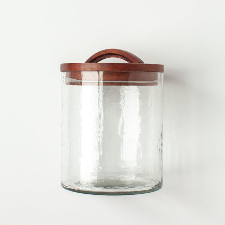 Textured Recycled Glass Canister