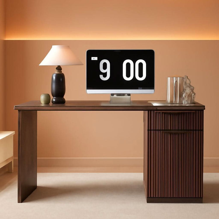 Reeded Panel Dark Walnut-Finish Desk – home office set | Roost & Roam