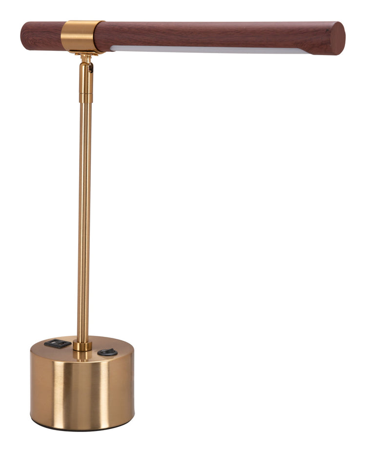 Brass & Brown LED Pivot Table Lamp