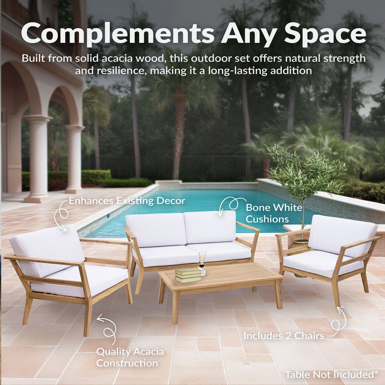 Acacia Wood Outdoor Conversation Set