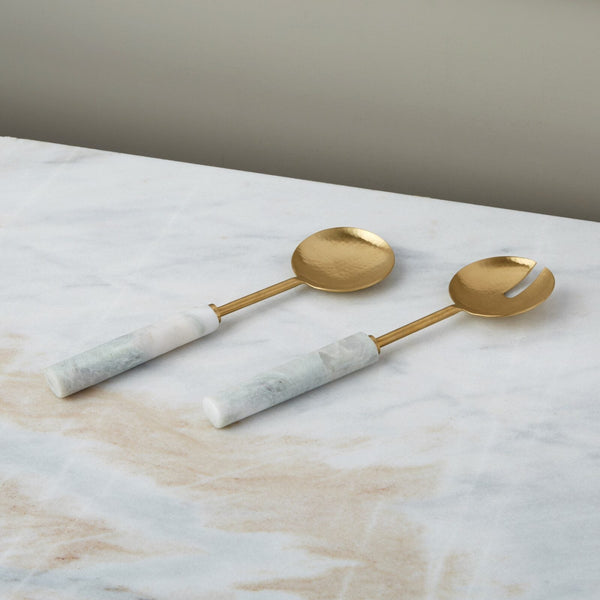 Onyx-Handle Gold Serving Set, Set of 2