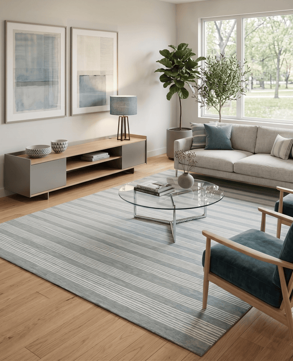 Striped Hand-Tufted Wool Area Rug