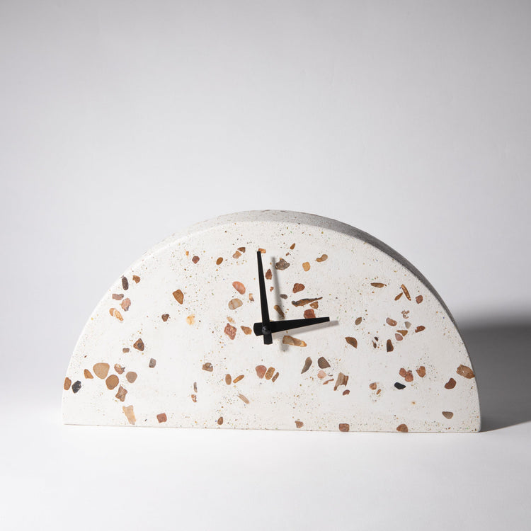 Terrazzo Concrete Arch Mantle Clock