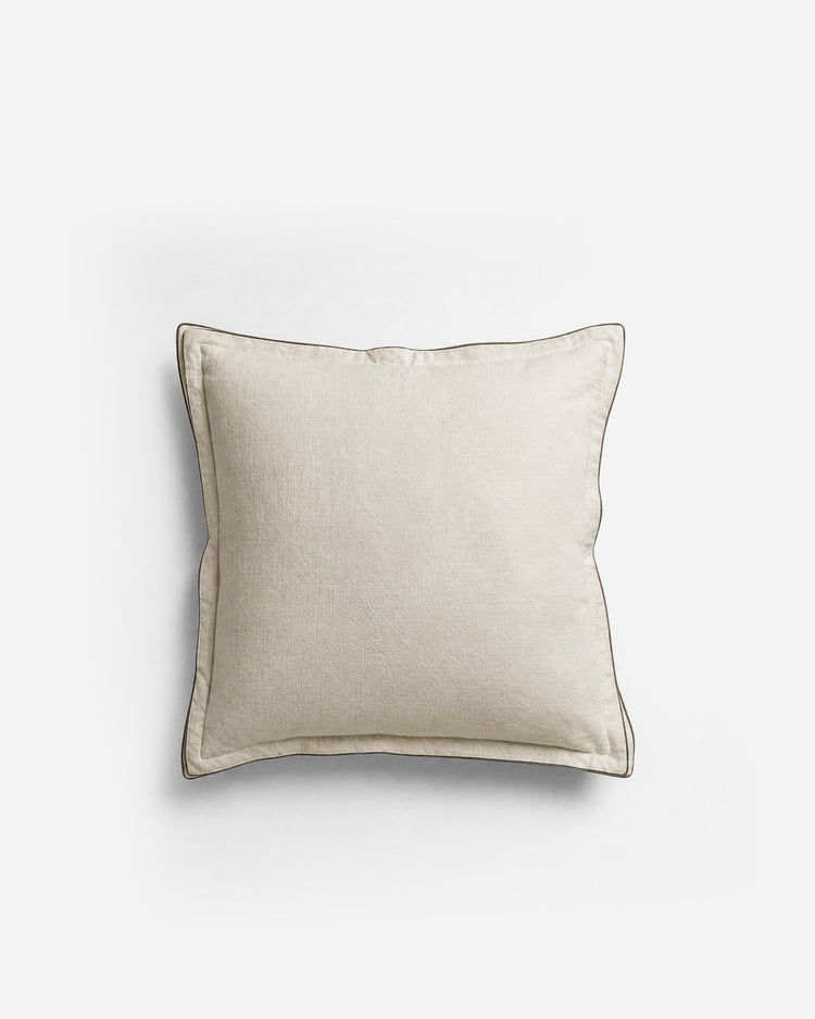 Cotton Throw Pillow with Charcoal Piping