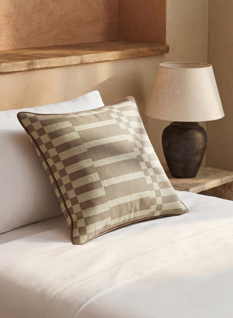 Cotton Slub Geometric Throw Pillow