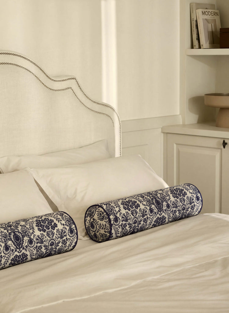Floral Print Cotton Bolster Pillow