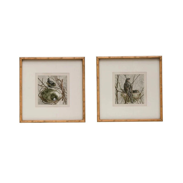 Wood Framed Wall Decor with Bird, Set of 2 — Bring a quiet sense of nature into your home with this Wood Framed Wall Décor