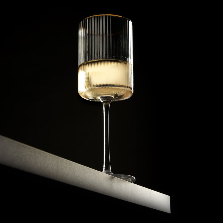 Ribbed Crystal Gold-Rim Wine Glasses