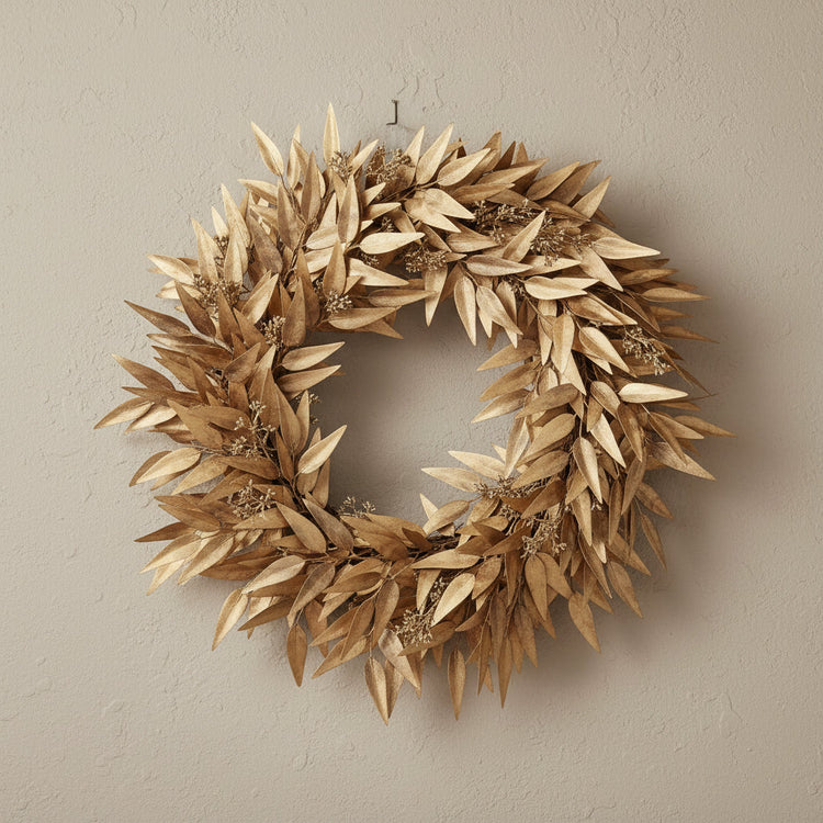 Gold Metallic Leaf Wreath, 24 in
