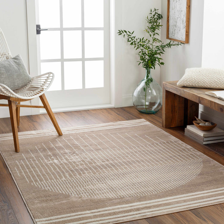 Geometric Mocha Polypropylene Area Rug