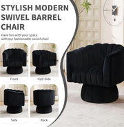 Channel-Tufted Velvet Swivel Armchair Set