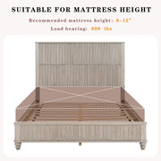 Reeded Wood Platform Bed Frame