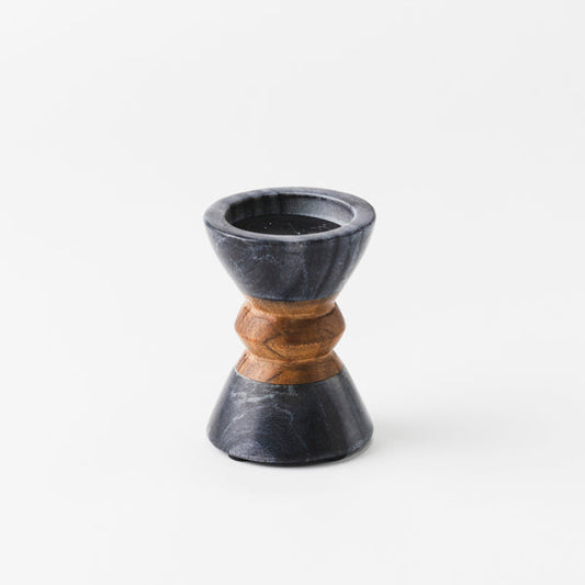 Black Marble Acacia Candleholder