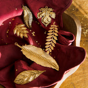 Brass Botanical Leaf Ornaments, Set of 6
