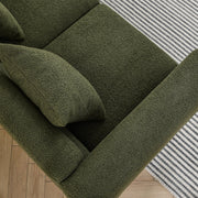 Boucle Channel-Arm Three-Seat Sofa — close-up of label and production detail