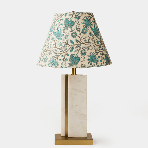 White Marble Brass-Accent Table Lamp
