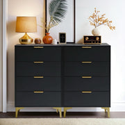 Black Engineered Wood 4-Drawer Dresser