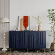 Blue Matte Lacquered 4-Door Sideboard Buffet