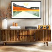 Fluted Acacia Wood TV Stand