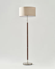 Wood-Grain Linen Shade Floor Lamp