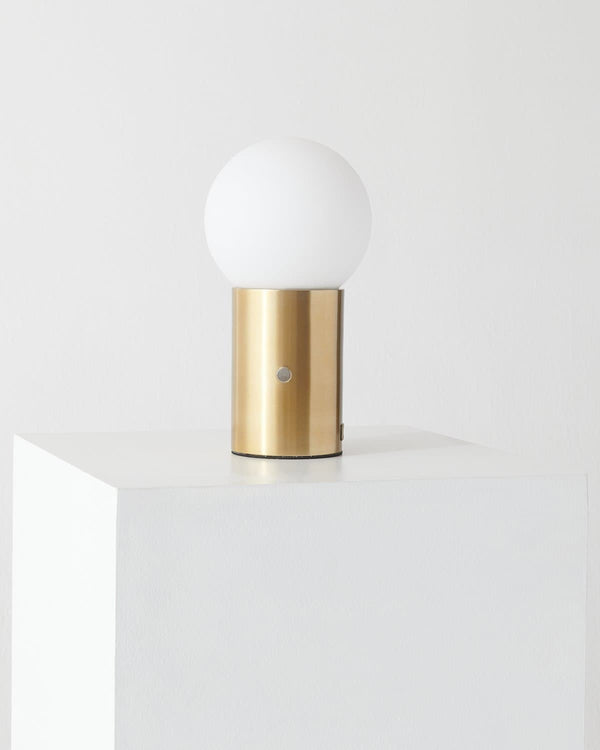 Brass USB Table Lamp with Frosted Glass Globe