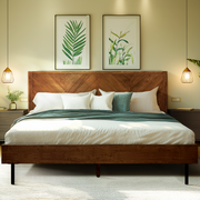 Chevron Hevea Wood Platform Bed — scale reference and proportion detail