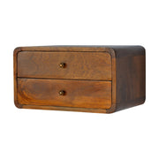 Curved Chestnut Wall-Mounted Nightstand