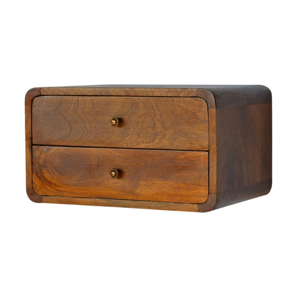 Curved Chestnut Wall-Mounted Nightstand