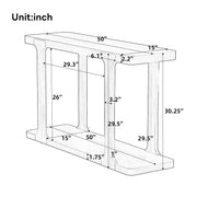 Walnut Finish Console Table with Bottom Shelf, 50 in