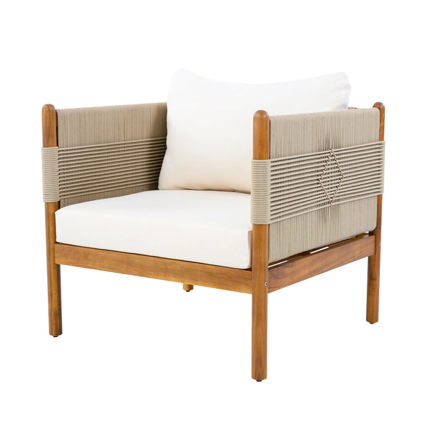 Rope-Wrapped Acacia Outdoor Club Chairs — alternate view or variant option