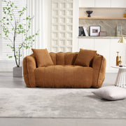 Channel-Tufted Boucle Loveseat Sofa — packaging and unboxing view