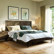 Close-up of material and construction detail — Chevron Hevea Wood Platform Bed