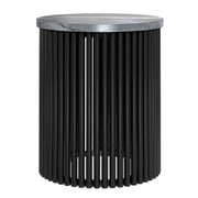 Round Marble Top Slatted Metal Accent Table