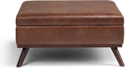 Leather-Look Square Storage Ottoman