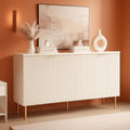 Fluted Matte White Sideboard Cabinet Set