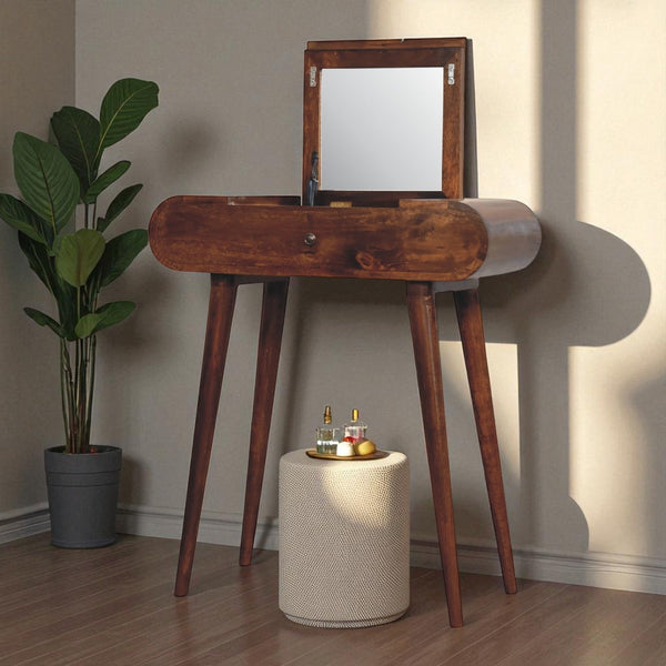 Chestnut Mango Wood Fold-Top Vanity Table