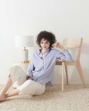 Marble-Base Brass USB Table Lamp styled with ceramics and a linen runner