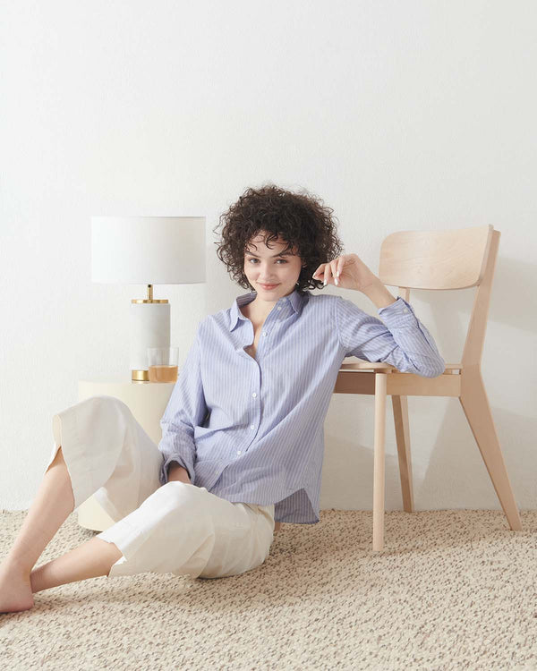 Marble-Base Brass USB Table Lamp styled with ceramics and a linen runner