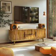 Fluted Acacia Wood TV Stand