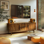 Fluted Acacia Wood TV Stand