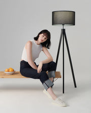 Linen Shade Tripod Floor Lamp — back and side profile detail