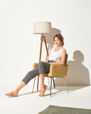 Linen Shade Tripod Floor Lamp — packaging and unboxing view